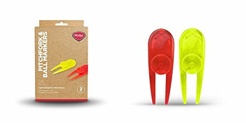 Golf Neon Pitchgabel mit Ballmarker je 2 Stück