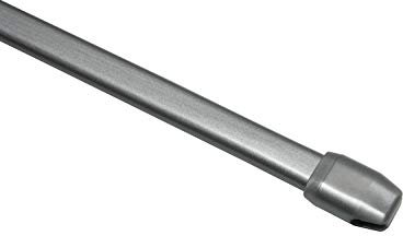 GARDINIA Vitragestange flachoval, Ausziehbar, Gardinenstange ohne Bohren und Schrauben, Metall/Kunststoff, Silber-Matt, 40-65 cm, 2 Stück