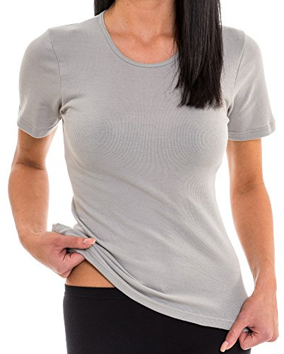 HERMKO 1800 Damen Kurzarm Shirt mit Rundhals-Ausschnitt aus 100% Bio-Baumwolle,Farbe:weiß;Größe:36/38 (S)