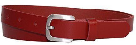 Vascavi Ledergürtel echt Leder Gürtel, Jeansgürtel, Hüftgürtel, Made in Germany, 2 cm breit und ca. 0.25 cm stark (100 cm Gesamtlänge 110 cm, Rot)