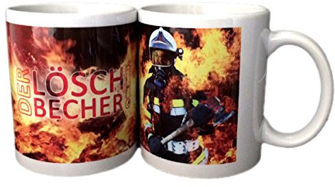 Feuerwehrstore Löschbecher Tasse Mit Heißem Motiv | 340 ml | Kaffee-Tee-Tasse | Geschenk für Feuerwehr-Mann, Frau, Kind, Jugend | Keramik
