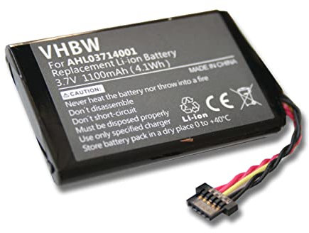 vhbw Akku kompatibel mit Tomtom Go 550, 550 LIVE, 8CP5.011.11 GPS Navigation Navi (1100 mAh, 3,7 V, Li-Ion)