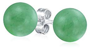 Einfache Gefärbte Edelstein Grüne Aventurin Runde Kugel Ohrstecker Für Frauen .925 Sterlingsilber 8MM