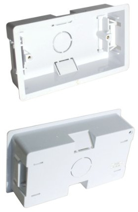 Loops 10x 35mm Deep Double/Twin Plastic Dry Lining Back Box - 1 Gang Wall Flush Mount Pattress