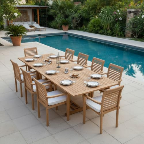 Teck'Attitude Table Extensible rectangulaire Teck Massif 12 Places Sydney