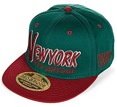 Redbridge Unisex Snapback Caps Kappe Baseball-Cap Mütze Bestickt New York R31754 Grün-Bordeaux One Size