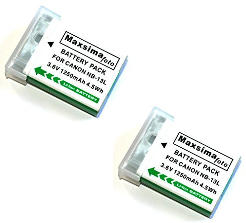 Maxsimafoto 2x (Twin Pack)- Compatible NB-13L, NB13L Battery for Canon cameras.