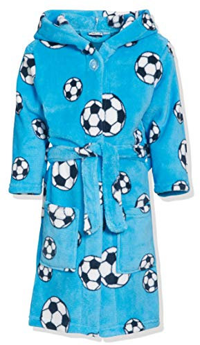 Playshoes Accappatoio in pile per bambini, Vestaglia Unisex - Bambini e ragazzi, calcio azzurro, 146/152