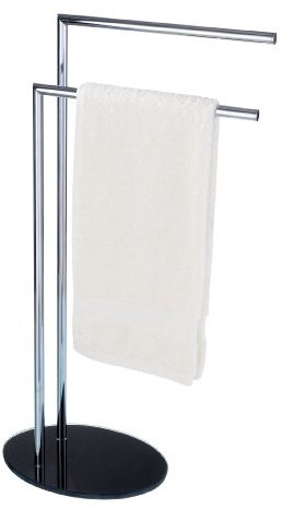 Wenko 18561100 Handtuch- und Kleiderständer Scopello - 2 Arme, Chrom, Glas, 49 x 82 x 23.5 cm, Chrom-schwarz