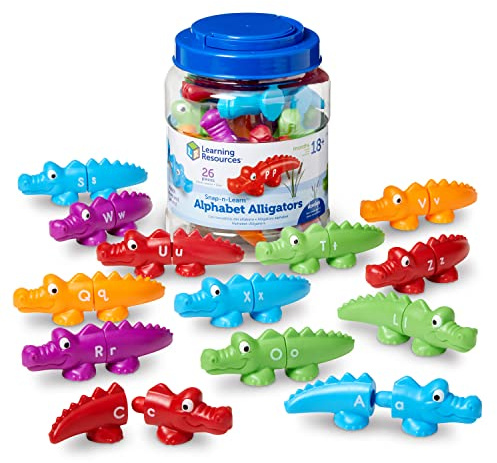 Learning Resources Snap-n-Learn Alphabet Alligators - Toddler Toys, Preschool ABC Activities, Fine Motor Skills, Alphabet Manipulatives, Phonetics and Reading, Sensory Gifts for Boys and Girls