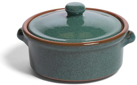 Amazing Cookware Terracotta Casserole Dish 2 Litre Peacock Green