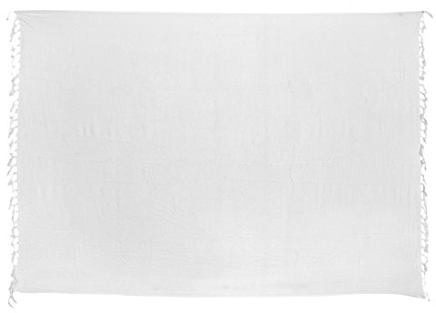 Ciffre Sarong Pareo Wickelrock Strandtuch Lunghi Tuch Blickdicht Schlicht Uni Weiß