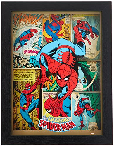 Pyramid International Spiderman (Retro) 30x40 cm gerahmter Druck, 250GSM PAPERWRAP MDF, Mehrfarbig, 44 x 33 x 4 cm