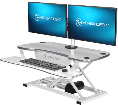 Versa Tables Electric Standing Desk Converter Adjustable Desk Riser with Keyboard Tray, 36, White