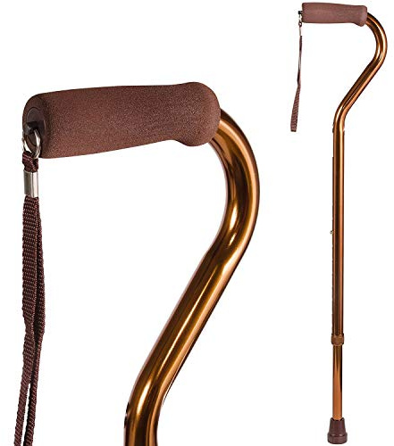 DMI Walking Cane and Walking Stick for Adult Men and Women, FSA Eligible, Lightweight and Adjustable from 33-37 Inches, Supports up to 250 Pounds with Ergonomic Hand Grip and Wrist Strap, Bronze