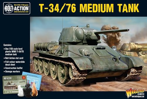 Warlord Games T-34 76 Medium Tank - 1:56 / 28mm Soviet Army Plastic Scale Model Tank for Bolt Action Highly Detailed World War 2 Miniatures