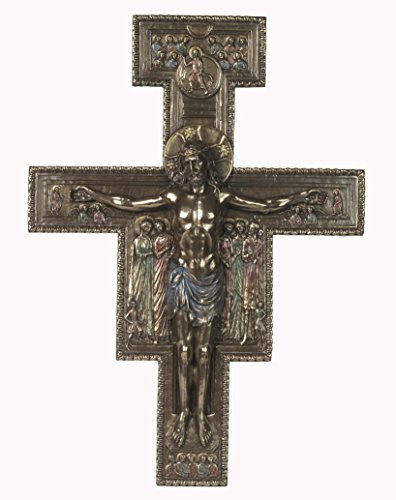 Unbekannt 40,3 cm San Damiano Kruzifix, dekorative Wandtafel, Bronze Farbe