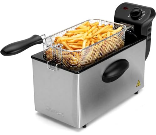 Freidora de acero inoxidable Clatronic FR 3586 | capacidad: 3 litros de aceite/grasa | tecnología de zona fría | serpentín de acero inoxidable | freír con poco olor