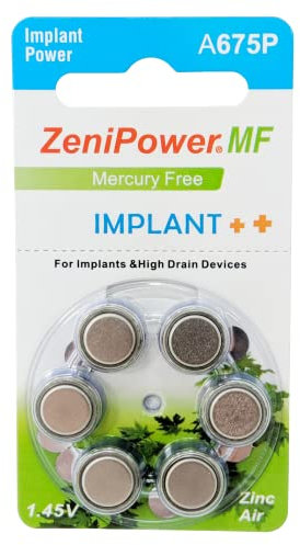 ZeniPower Size A675PCochlear Implant Battery 60 Batteries