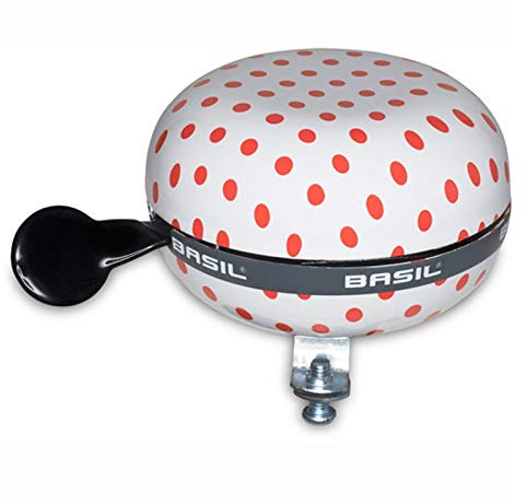 Basil Glocke Big Bell Ding Dong Fahrradklingel, Muster Polkadot weiß rot
