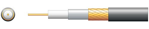 Mercurio RG59B/U 100 m Cable coaxial de 75 ohmios Cobre Trenzado Relleno de Espuma, Color Negro