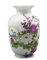 Dahlia Blumenvase aus Porzellan, Melonen-Form, Motiv Vögel im Pfingstrosenstrauß, orientalische Famille, 22,9 cm