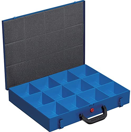 Kleinteilekoffer, Stahlblech, EuroPlus Metall 44/12x63, blau, 12 Einsätze, dicht schließend