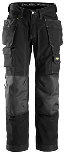 Snickers Men's Floorlayer Ripstop Trousers - Black, 48, Reg 48 (W33 L32)