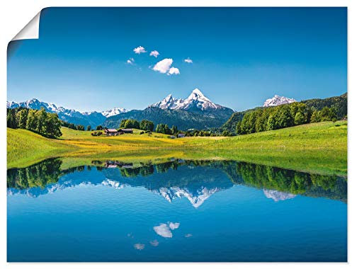 ARTLAND Wanddeko Poster & Kunstdrucke Wandposter 80x60 cm Landschaften Berge Fotografie Blau Landschaft in den Alpen T9QB