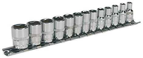 Sealey Ak2691 Socket Set 13Pc 1/4Sq Drive 6Pt Walldrive - Metric