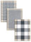 Kracht 3-er Pack Jacquard Geschirrtuch, Halbleinen, Karo sortiert, anthrazit-schwarz-beige, 50x70cm
