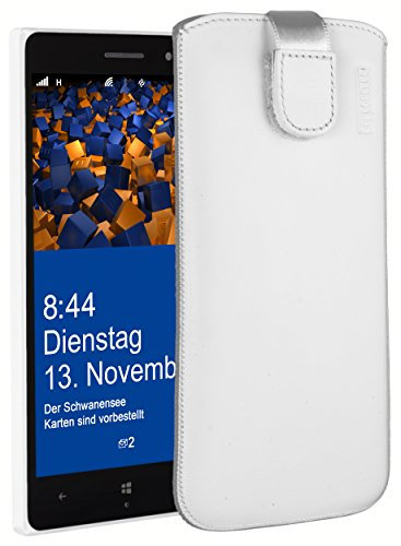 mumbi Echt Ledertasche kompatibel mit Nokia Lumia 830 Hülle Leder Tasche Case Wallet, weiss