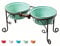 BestVida Elevated Dog Bowls, Dog Bowl Stand for Large Dogs, Raised Dog Bowl with Double Premium Stoneware Bowls (Large, Green)