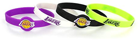aminco Uni-Erwachsene Silicone Bracelet 4-Pack Silikon-Armband, 4 Stück, Los Angeles Lakers, Einheitsgröße