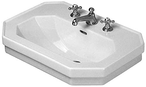 Duravit 1930 Waschtisch, 70x50cm, mit Überlauf, 1 Hahnloch durchgestochen, 2 Hahnlöcher vorgestochen, 04387000001, Farbe: Weiß