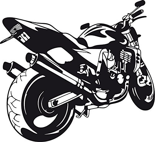 GRAZDesign Wandtattoo Motorrad Kinderzimmer | Wandsticker Jugendzimmer, Wohnzimmer | Wandaufkleber für Kinder, Jungs, Cross, Bike Geschenke für Männer, 55x50cm, 070 schwarz