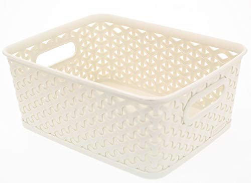 Curver 196859 Nest Rattan Basket Vintage White 8L