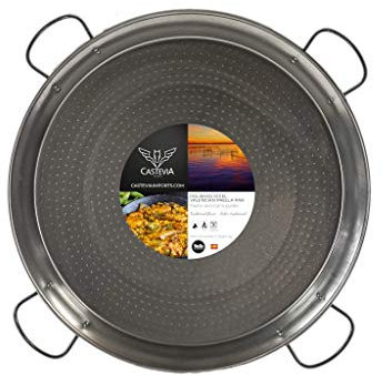Vaello La Valenciana Paellera Valenciana de Acero Pulido, 80 cm, Plateado
