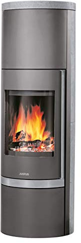 Justus Faro Plus 4693 22 Caminetto in pietra ollare e acciaio, grigio, piastra di copertura in ghisa da 7 kW