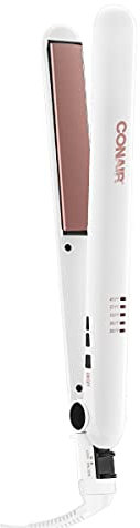 Conair Double Ceramic Flat Iron, 1 -inch Flat Iron, White/Rose Gold