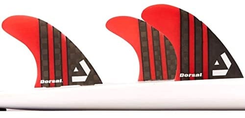 DORSAL Surfboard Fins Carbon Hexcore Thruster Set (3) Honeycomb FUT Compatible Red