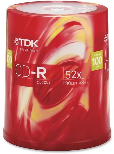TDK Electronics Corp. CD-R-Discs, 700 MB, 80 Min, 52 x, 100/PK, silber