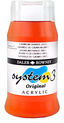 Daler-Rowney System3 Acrylic Paint, Plastic Pot, 16.91oz - 500 ml, Cadmium Orange Hue