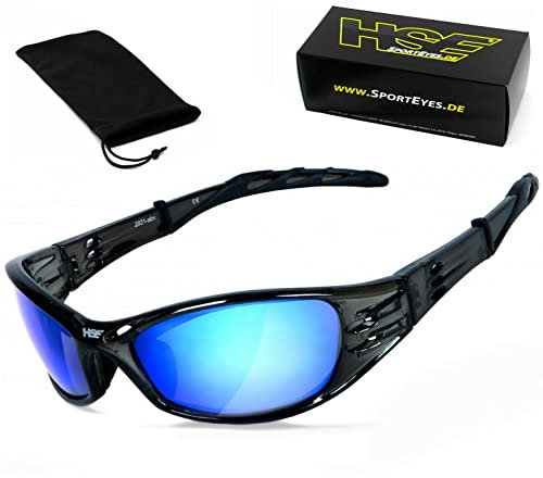 HSE® SportEyes® | Sportbrille, Fahrradbrille, Radbrille, Outdoorbrille, Bikerbrille | beschlagfrei | windabweisend | UV400 Schutzfilter, HLT® Sicherheitsglas nach DIN EN 166 | Damen und Herren