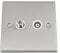 TV Aerial + Sky Satellite Wall Socket - Satin Matt Chrome Square - White Insert