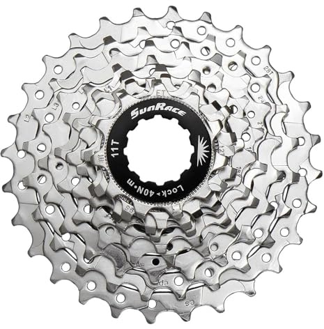 SunRace CSR91 9-Speed Nickel Plated Cassette with Alloy Lockring and Gray Spacer