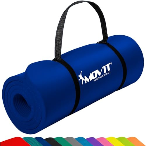 MOVIT® Gymnastikmatte – 3 Größen & 12 Farben, 10/15 mm, mit Tragegurt | Fitnessmatte extra dick aus NBR als Yogamatte für Yoga, Pilates & Gymnastik – hautfreundlich und rutschfest