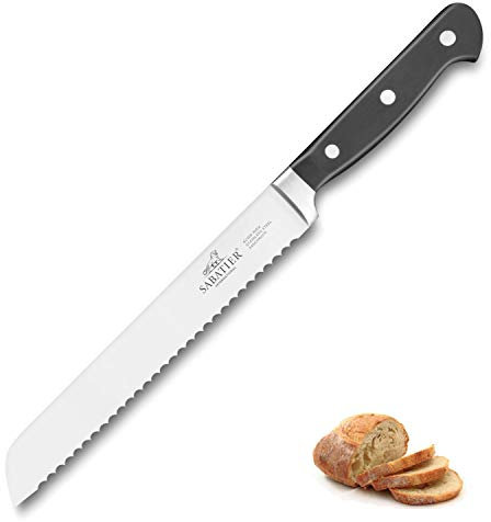 Sabatier 772186 Lion International Pluton Bread Knife, 20 cm, Black