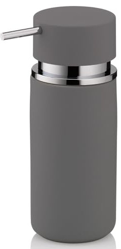 kela Seifenspender 300 ml PER, Seifenspender grau Keramik, rutschfeste Oberfläche, Pumpflasche, Spülmittelspender, matt