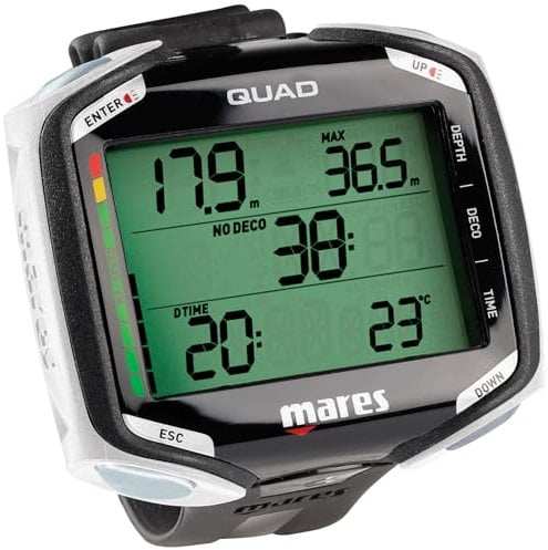 Mares 414134 Quad Dekompression Tauchcomputer für Unisex Erwachsene, schwarz / weiß